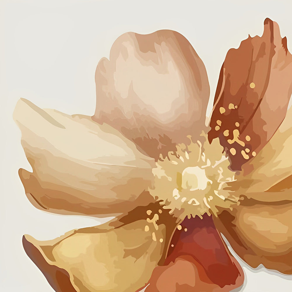 Beige and brown floral illustration paint by numbers kit for beginners