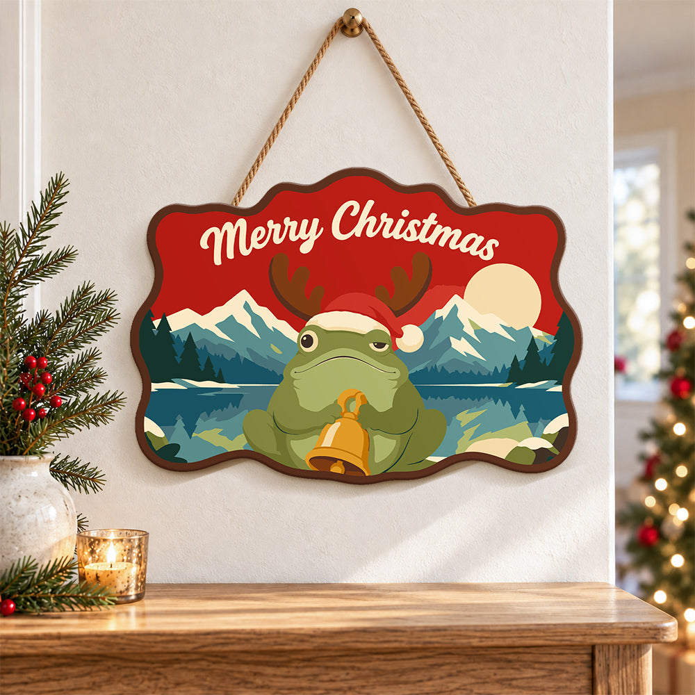 Bell frog mountain scene paint by numbers door hanger as indoor wall decor