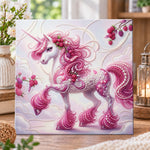 Berry pink unicorn pearl diamond painting kit for beginners