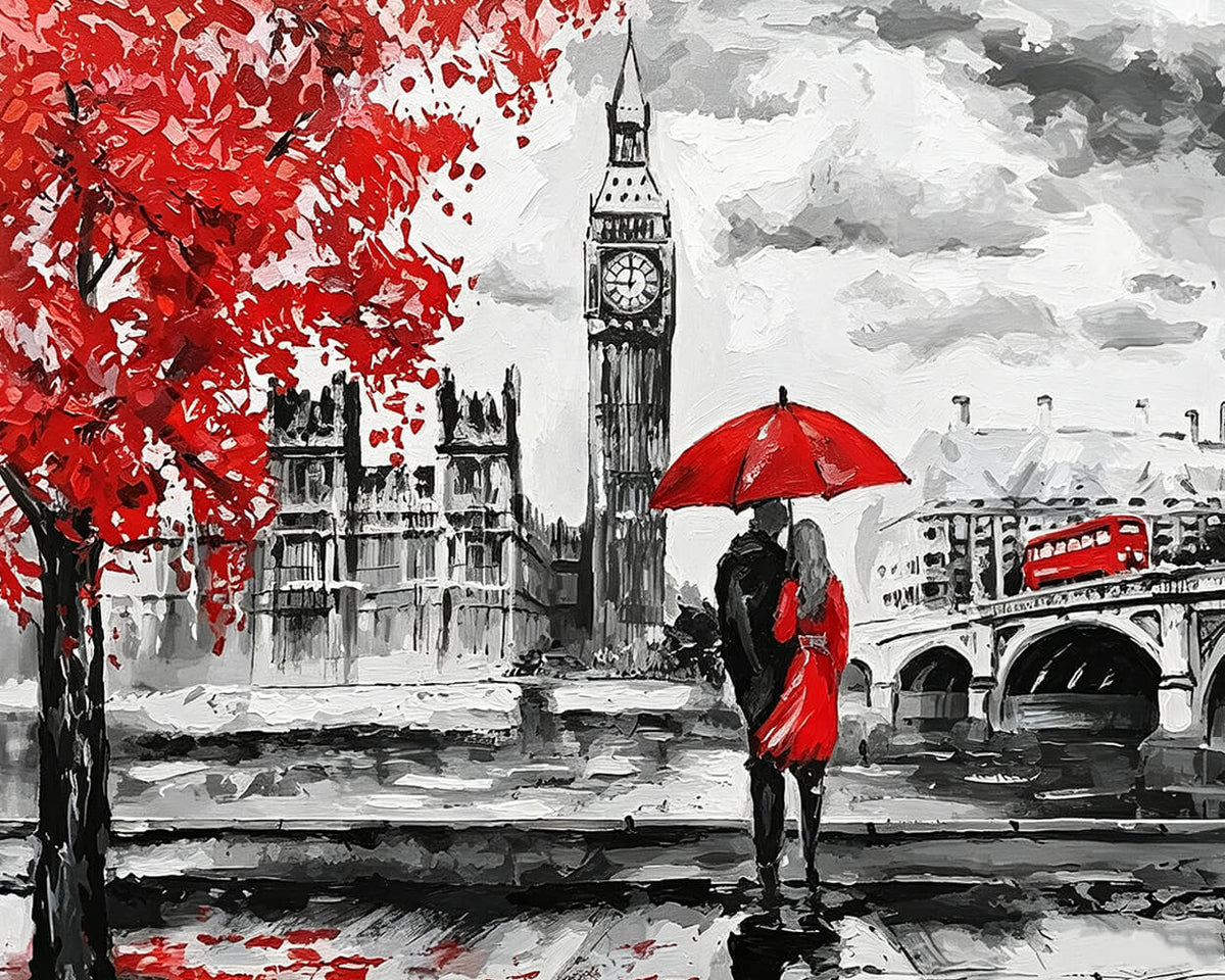 Big ben and lovers in london paint by numbers kit for beginners