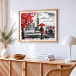 Big ben and lovers in london paint by numbers artwork displayed on wall as home decor
