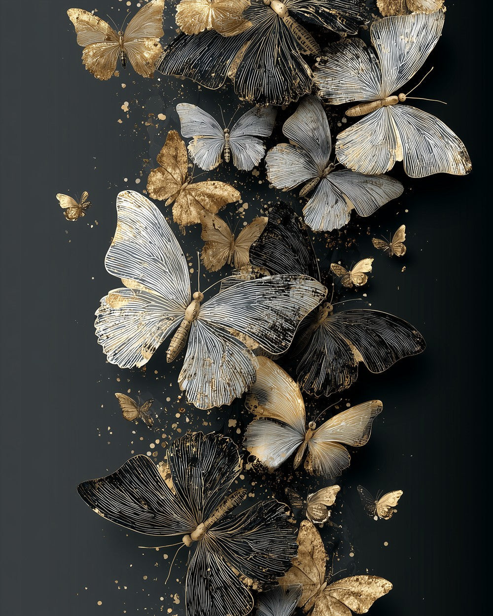 Black and gold butterfly swarm cross stitch kit for beginners