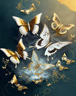 Black and gold ornamental butterflies cross stitch kit for beginners