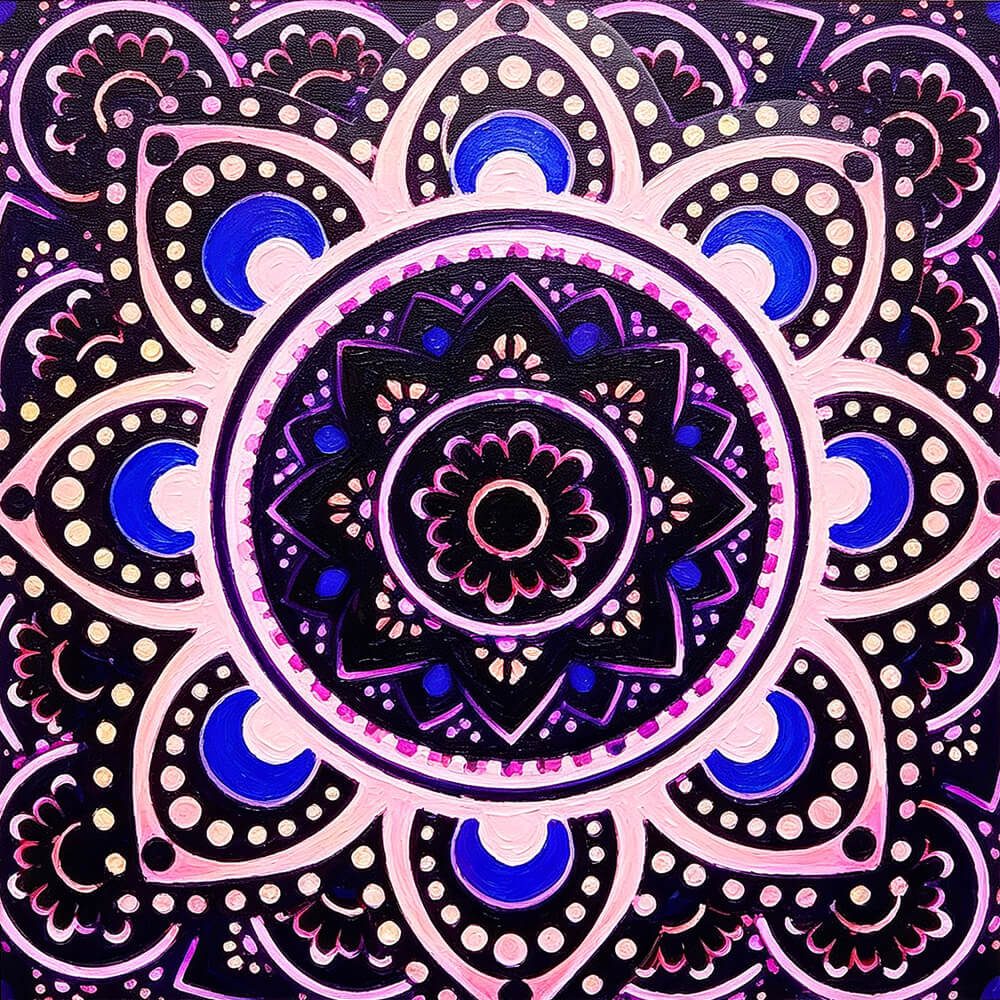 Black and purple mandala cross stitch kit for beginners