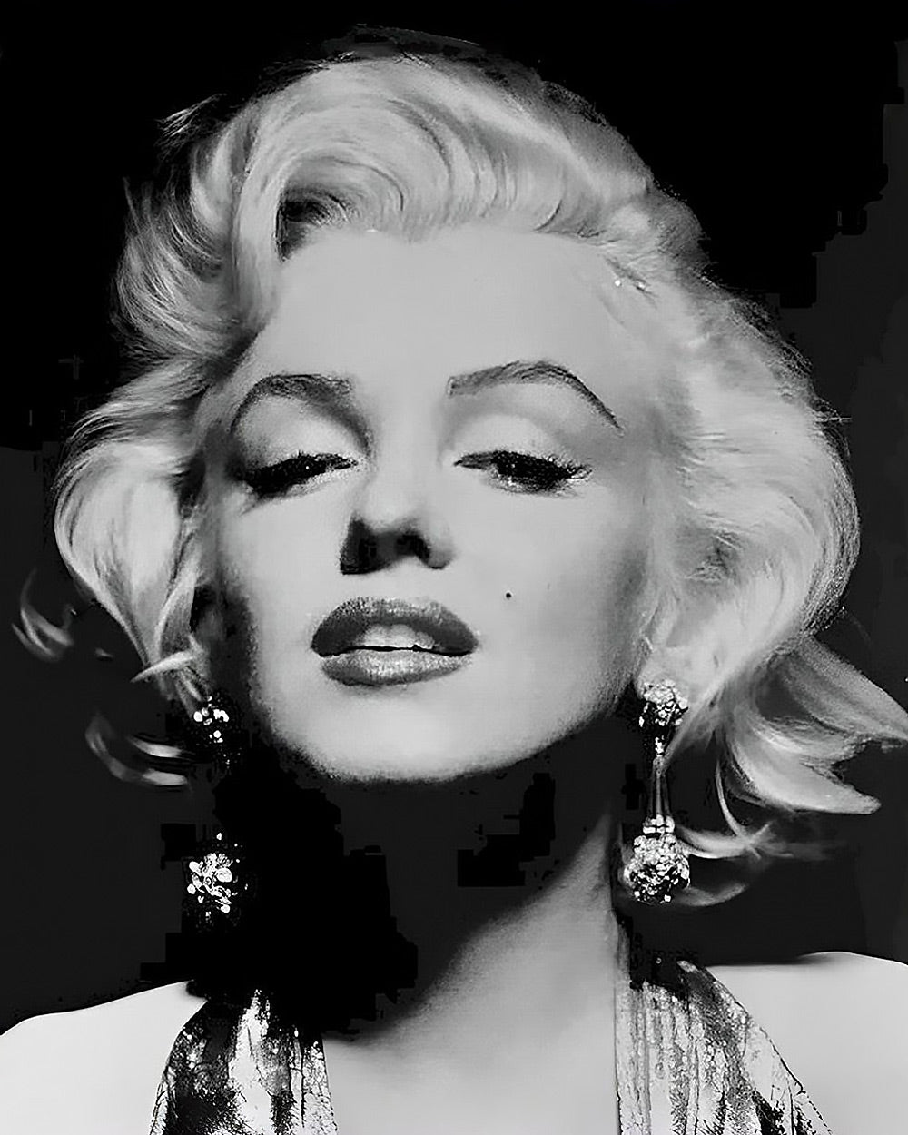 Black and white marilyn monroe portrait cross stitch kit for beginners