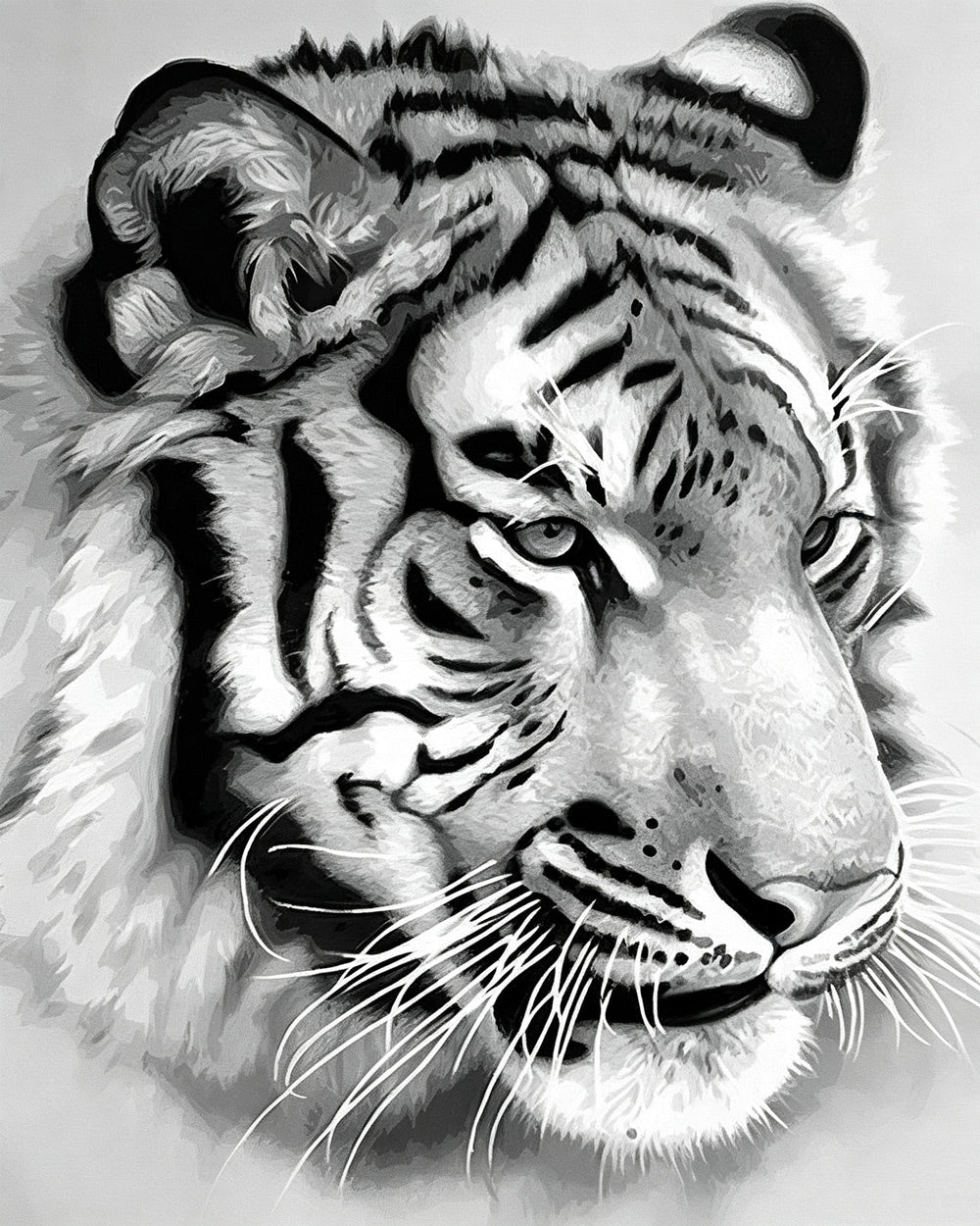 Black and white tiger sketch cross stitch kit for beginners