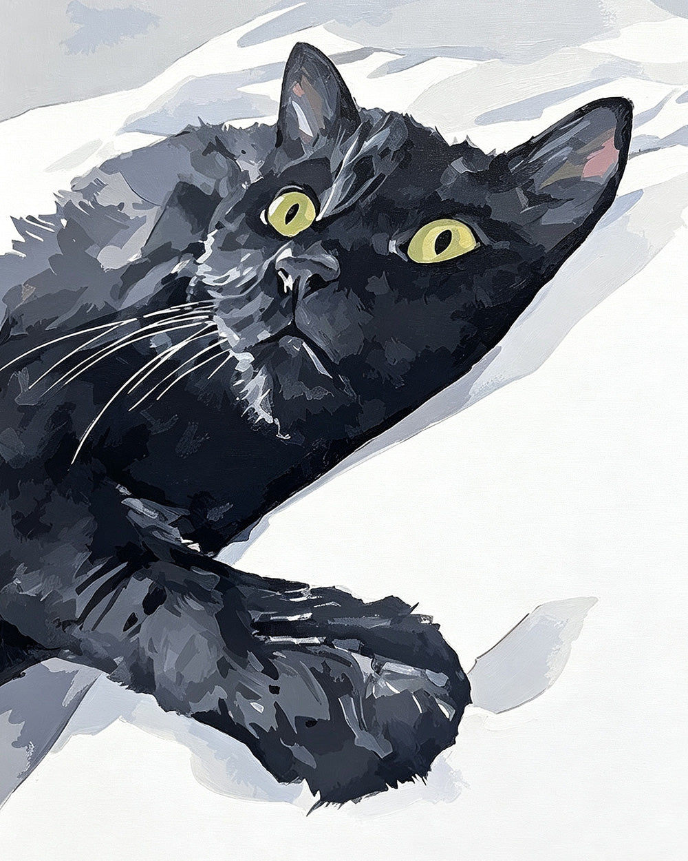Black cat on white sheets cross stitch kit for beginners