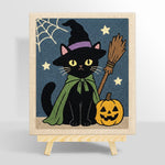 Black cat with pumpkin punch needle kit for beginners