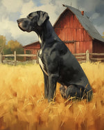 Black great dane by red barn cross stitch kit for beginners