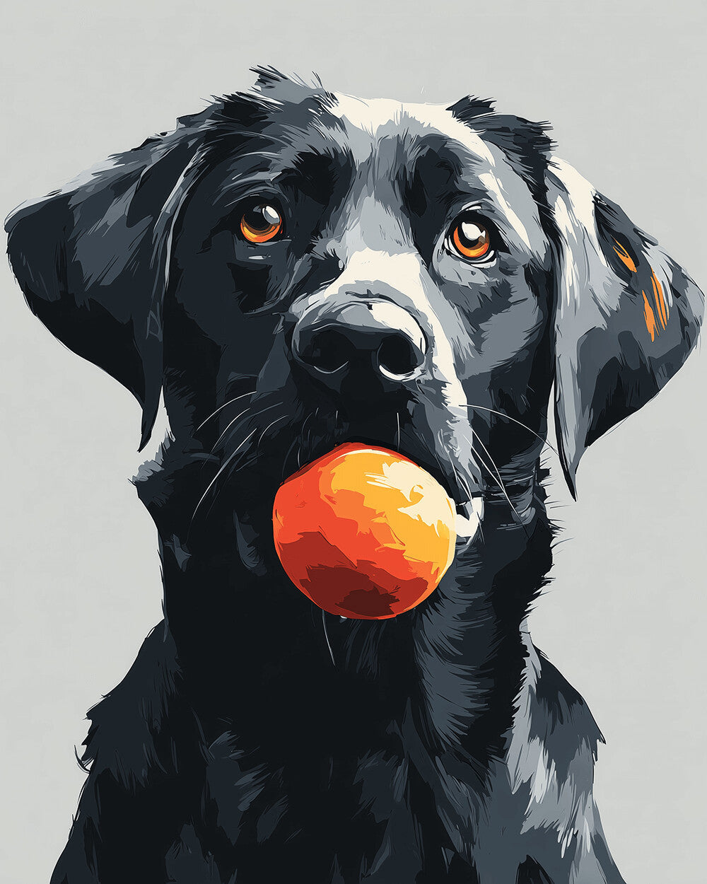 Black labrador with ball cross stitch kit for beginners