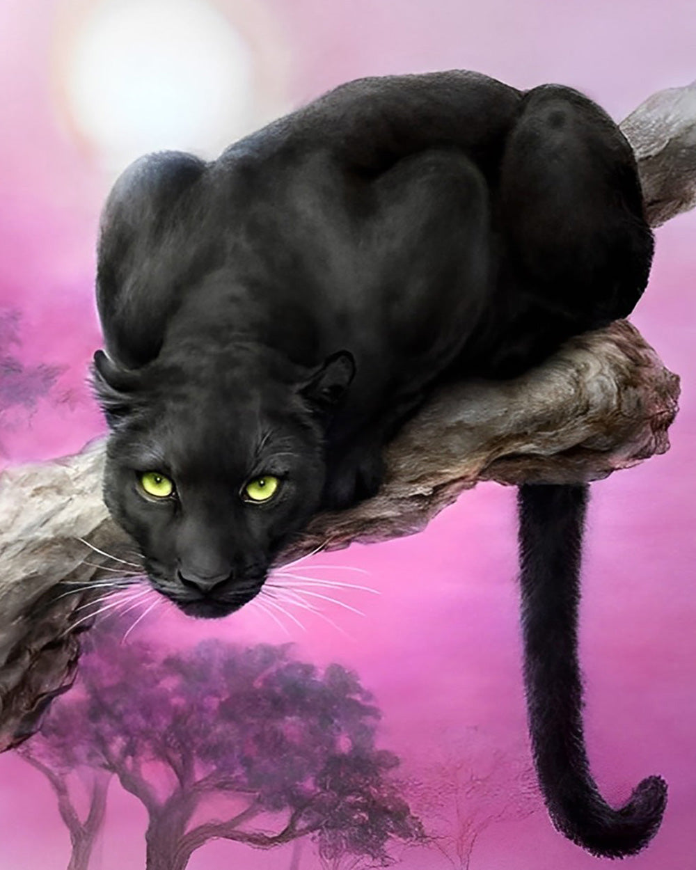 Black panther on a branch cross stitch kit for beginners