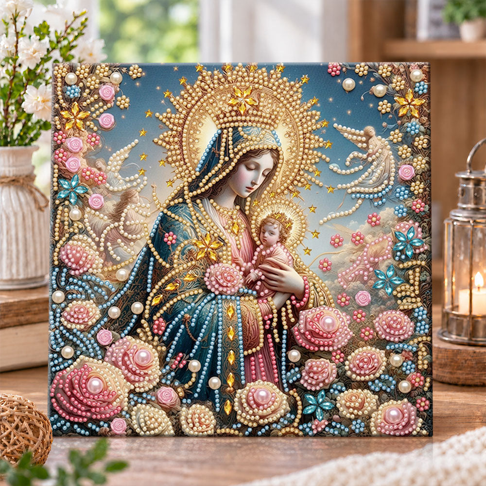 Blessed madonna and infant pearl diamond painting kit for beginners