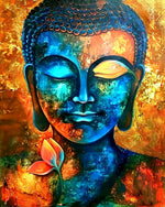 Blue and gold buddha cross stitch kit for beginners