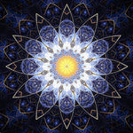 Blue and gold lotus mandala cross stitch kit for beginners