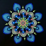 Blue and green dot mandala cross stitch kit for beginners