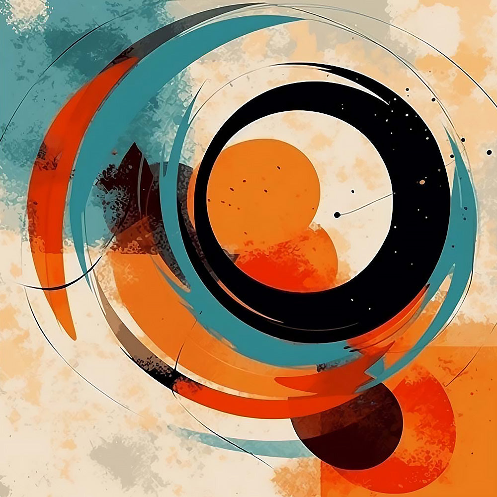 Blue and orange abstract swirls cross stitch kit for beginners