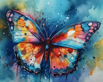 Blue and orange watercolour butterfly cross stitch kit for beginners