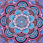Blue and pink floral mandala cross stitch kit for beginners