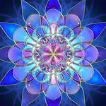 Blue and purple lotus mandala cross stitch kit for beginners