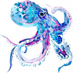 Blue and purple watercolour octopus cross stitch kit for beginners