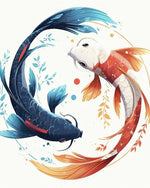 Blue and red koi fish yin yang cross stitch kit for beginners