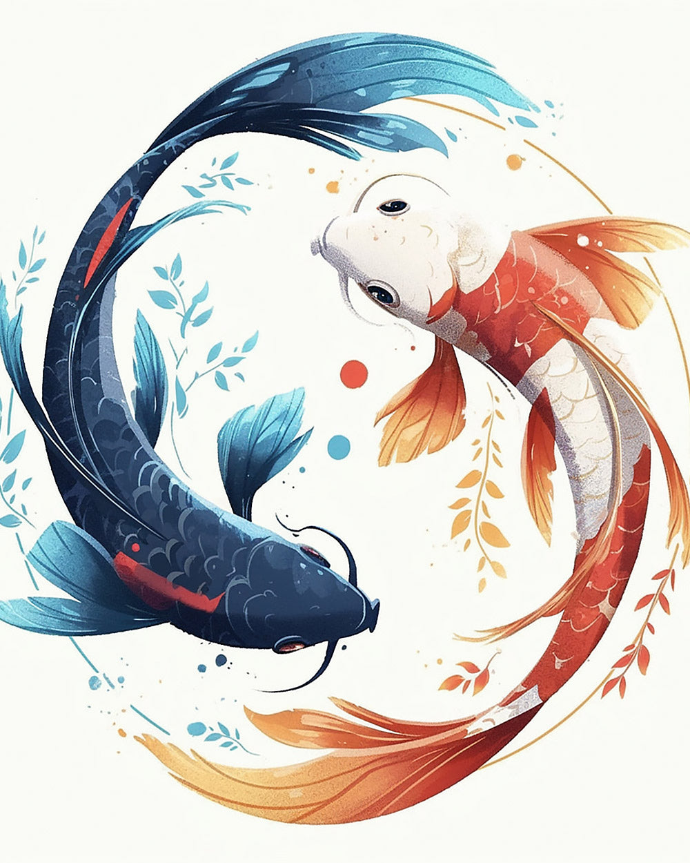 Blue and red koi fish yin yang cross stitch kit for beginners