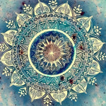 Blue and teal mandala paint by numbers kit for beginners