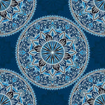 Blue and white patterned mandala cross stitch kit for beginners