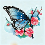 Blue butterfly with cherry blossoms cross stitch kit for beginners