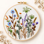 Blue cornflower meadow embroidery kit