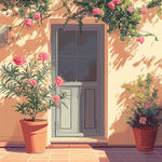 Blue door and pink oleander cross stitch kit for beginners