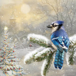 Blue jay in snow cross stitch kit for beginners
