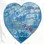 Blue multi language i love you heart cross stitch kit for beginners
