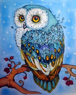 Blue owl and stars cross stitch kit for beginners