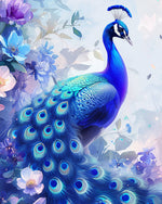 Blue peacock in flowers cross stitch kit for beginners