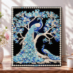 Blue peacocks on tree pearl diamond painting kit for beginners