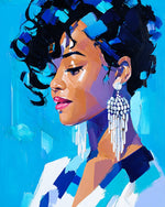 Blue portrait of a woman cross stitch kit for beginners