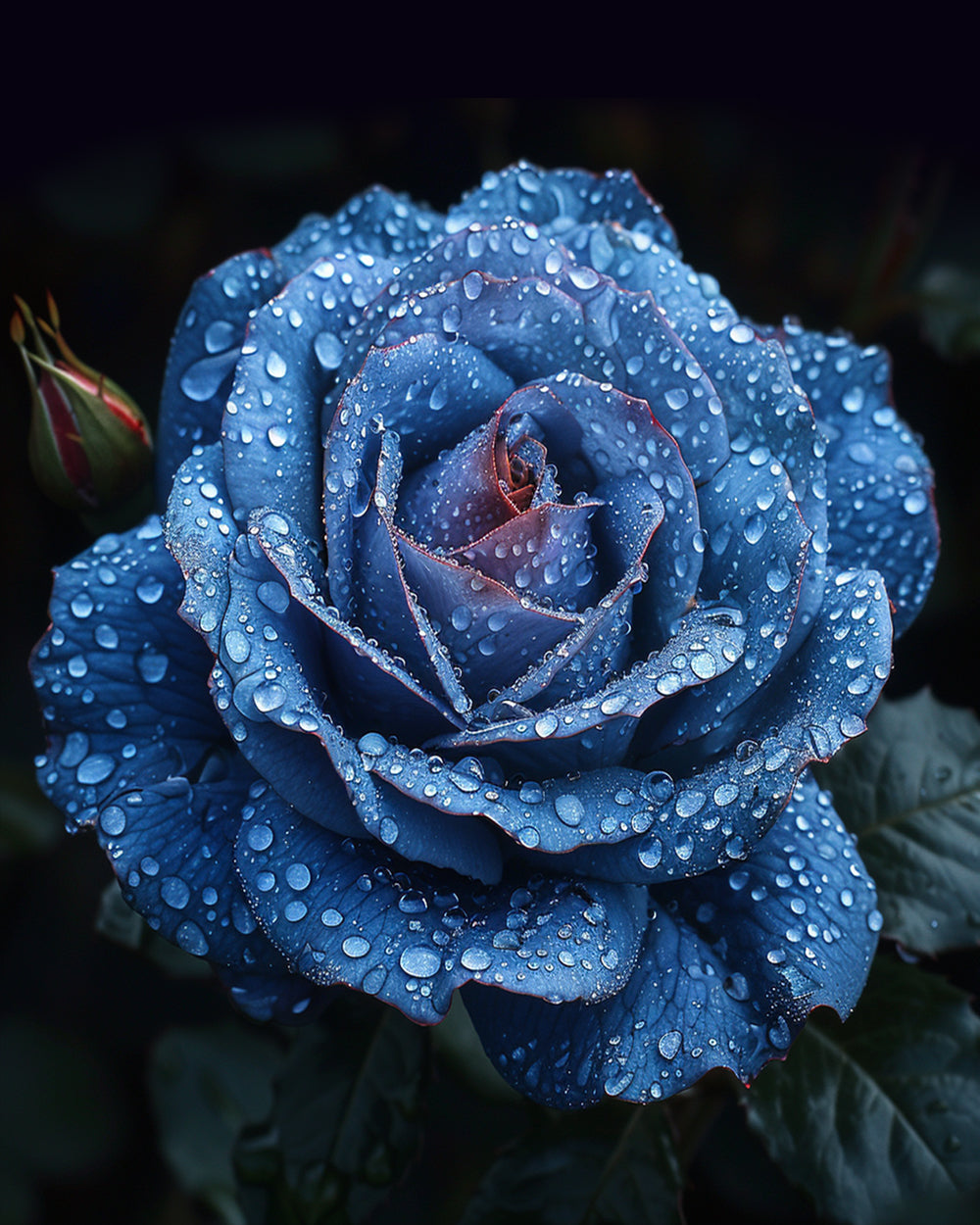 Blue rose with water droplets cross stitch kit for beginners