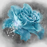 Blue rose with water splashes cross stitch kit for beginners