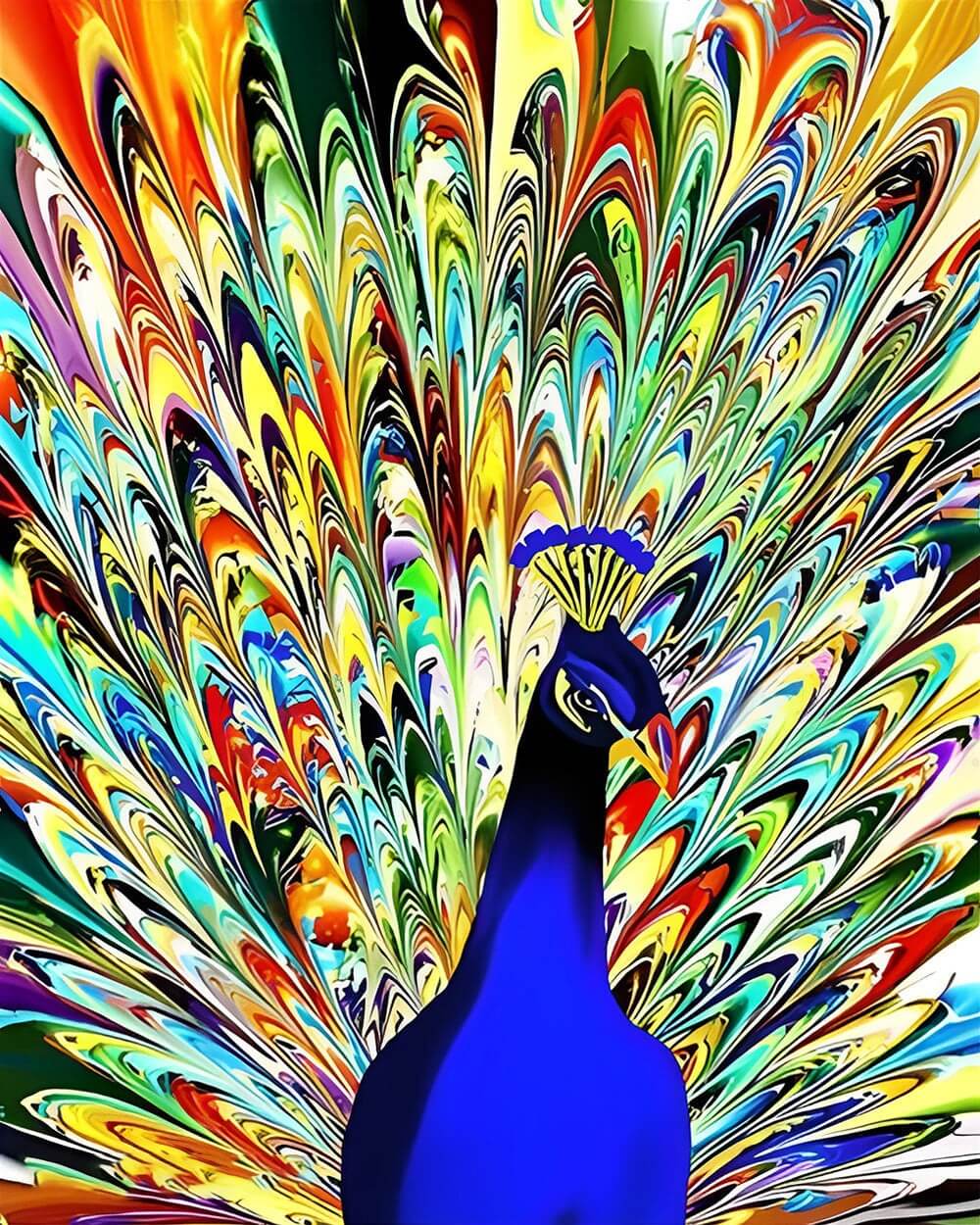 Blue stained glass peacock cross stitch kit for beginners