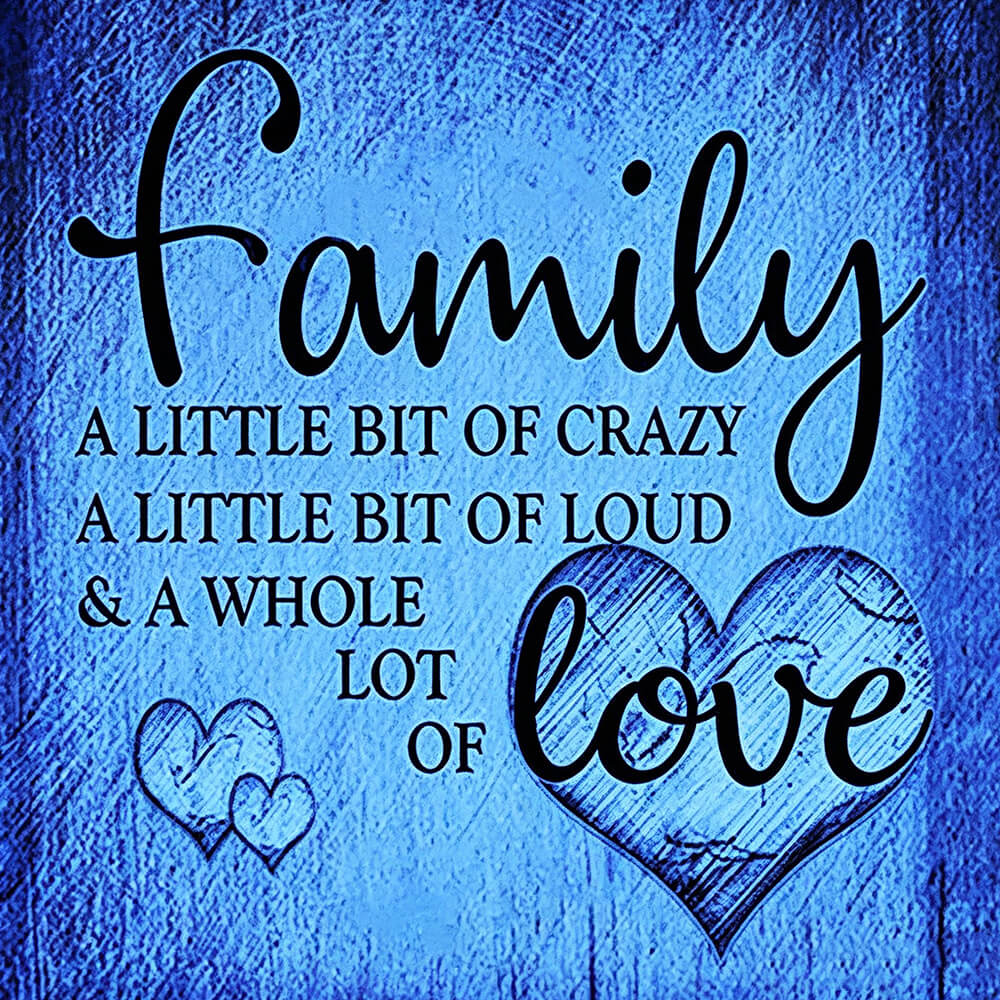 Blue texture family quote cross stitch kit for beginners