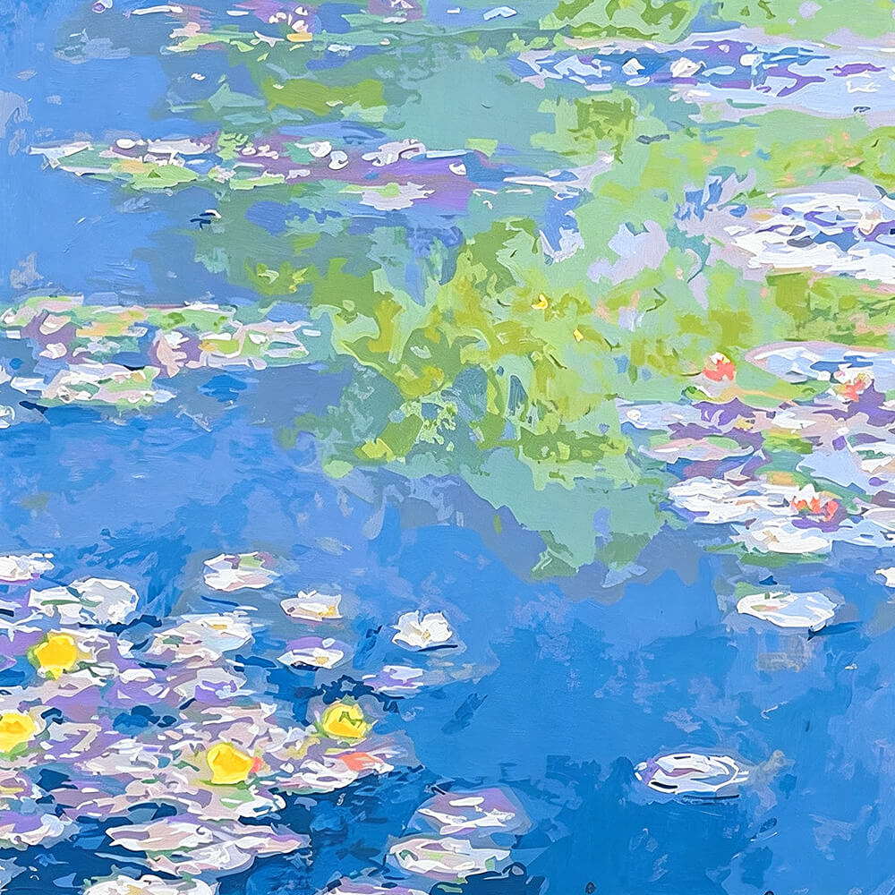 Blue water lily pond cross stitch kit for beginners