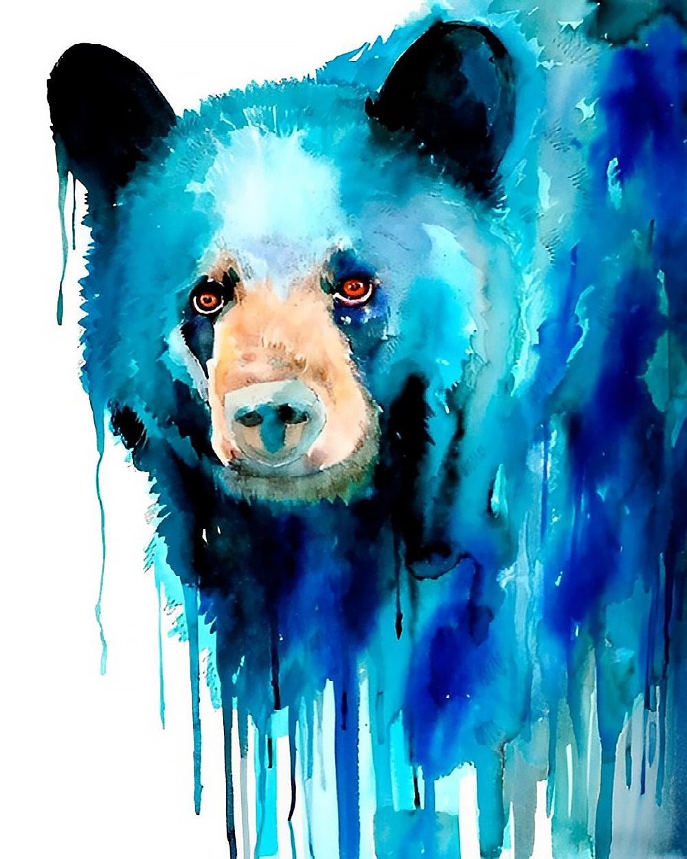Blue watercolour bear cross stitch kit for beginners