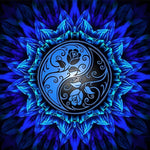 Blue yin yang mandala cross stitch kit for beginners
