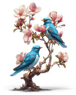 Bluebirds on a blossom tree cross stitch kit for beginners
