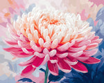 Blush pink dahlia paint by numbers kit for beginners
