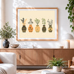 Finished boho geometric vases and botanicals paint by numbers artwork displayed as home decor