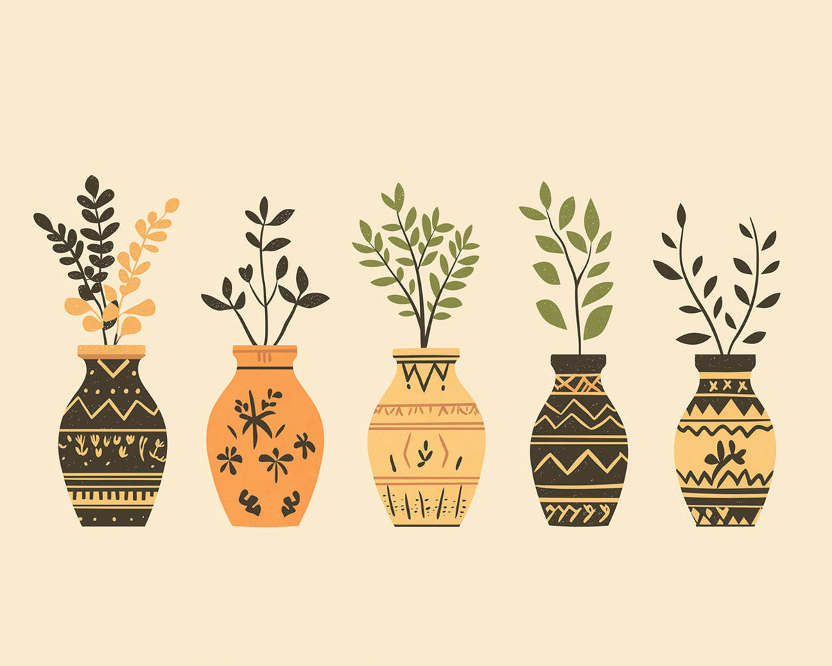 Boho geometric vases and botanicals paint by numbers kit for beginners