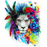 Boho lion with flowers and feathers paint by numbers kit for beginners