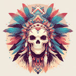 Boho tribal skull with feathers cross stitch kit for beginners